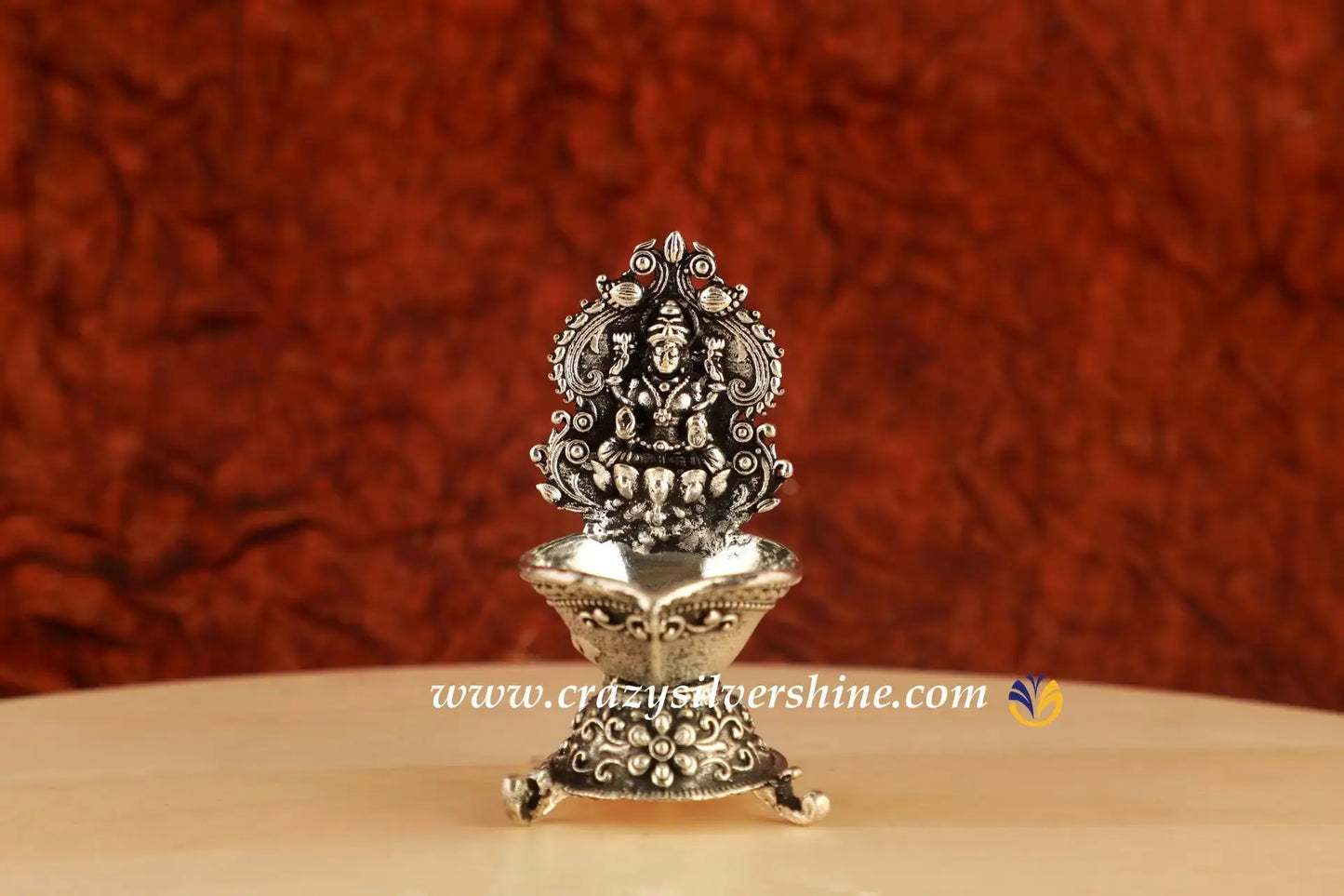 Small Antique Kamakshi Deepa Crazy Silver Shine
