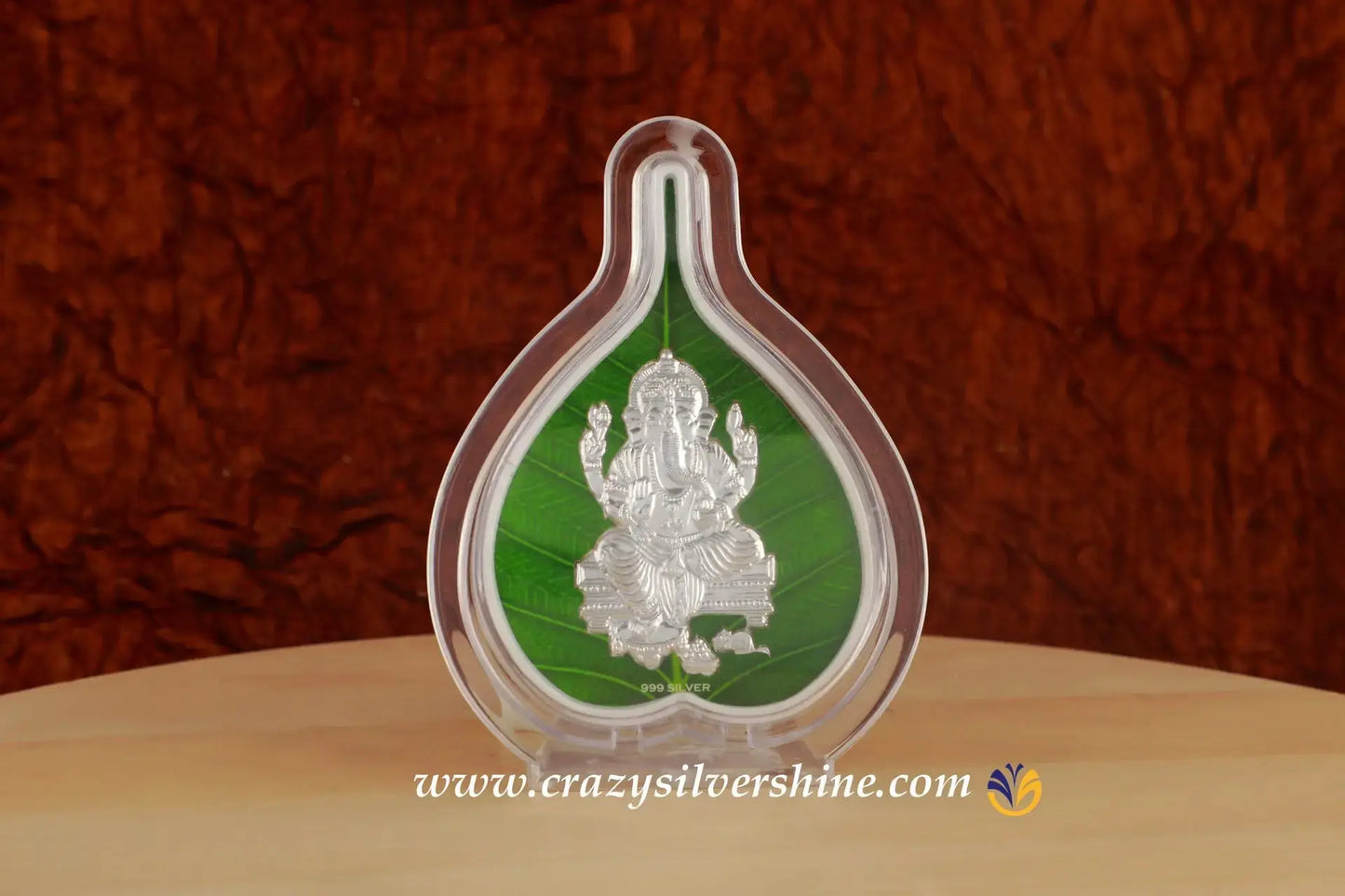Ganesha Leaf Shaped Frame Crazy Silver Shine