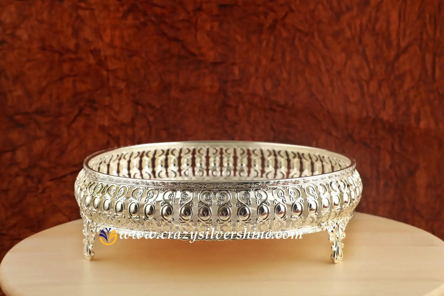 Designer Round Tray Crazy Silver Shine