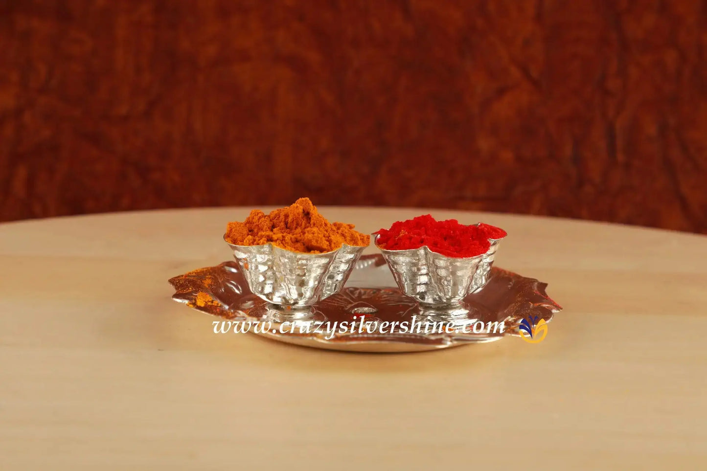 Designer Haldi KumKum Plate Crazy Silver Shine