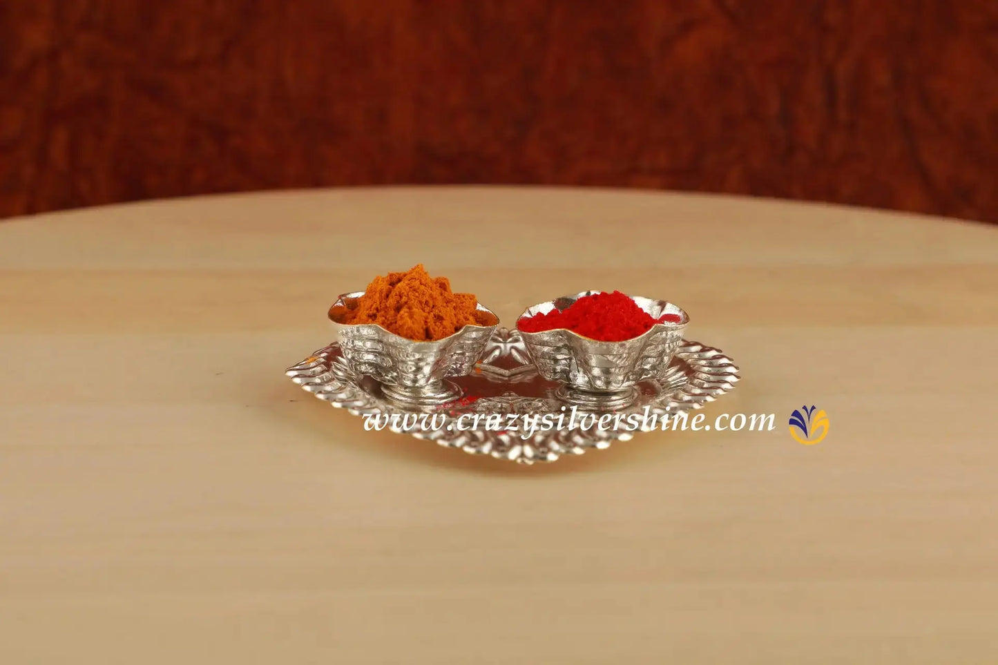 HeartShaped HaldiKumKum Crazy Silver Shine