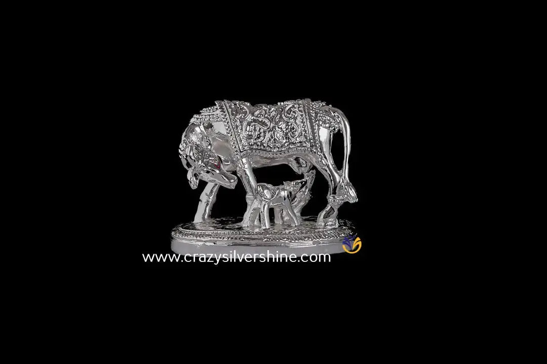 Silver Plated Cow and Calf Crazy Silver Shine