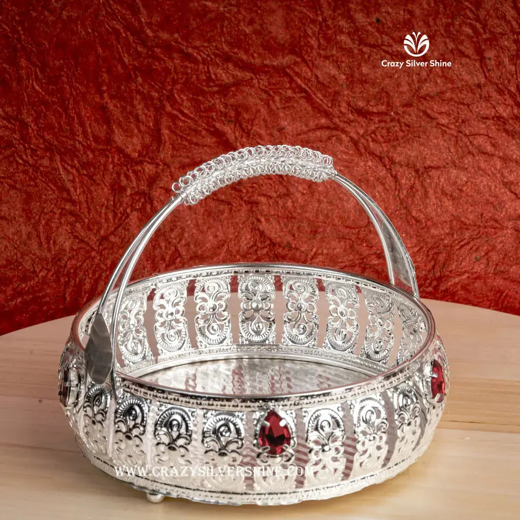 Red Stone Tray Crazy Silver Shine