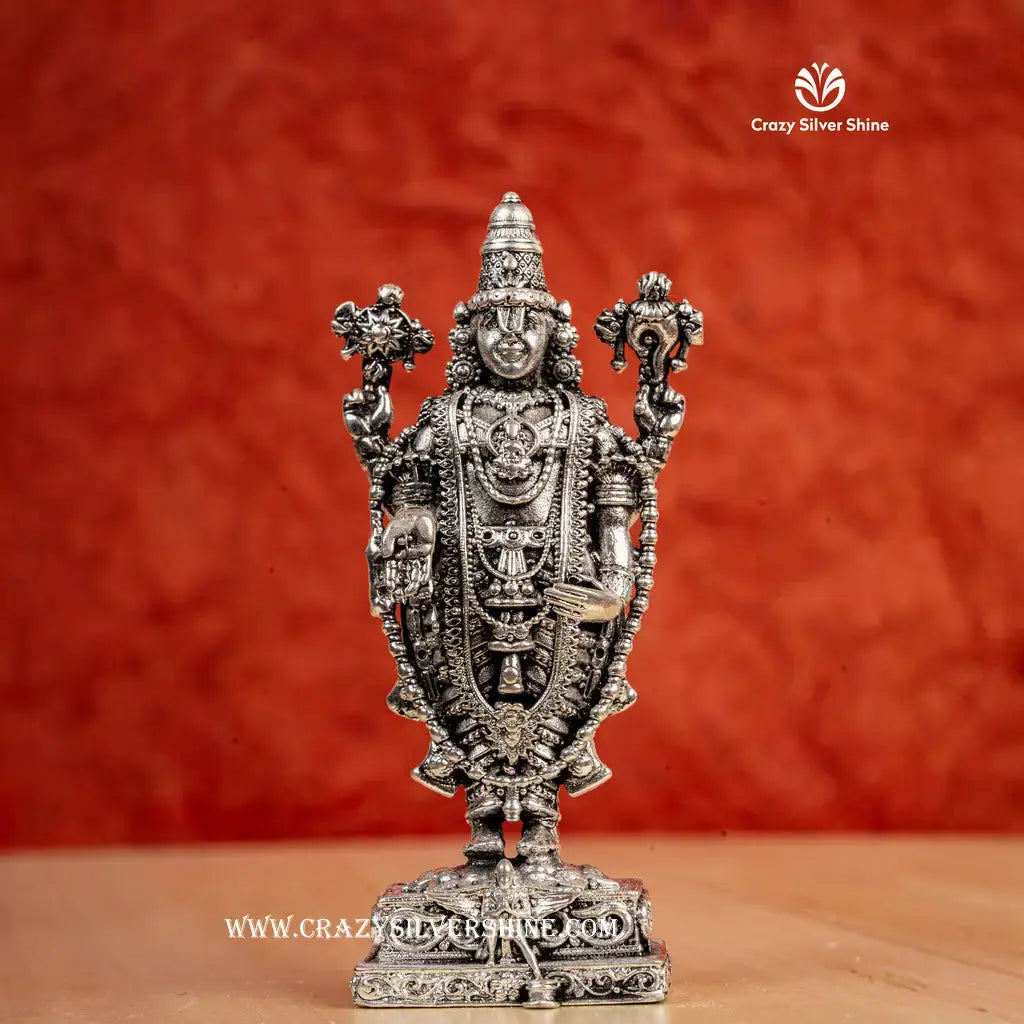 Antique 4 Inch Balaji Idol Crazy Silver Shine