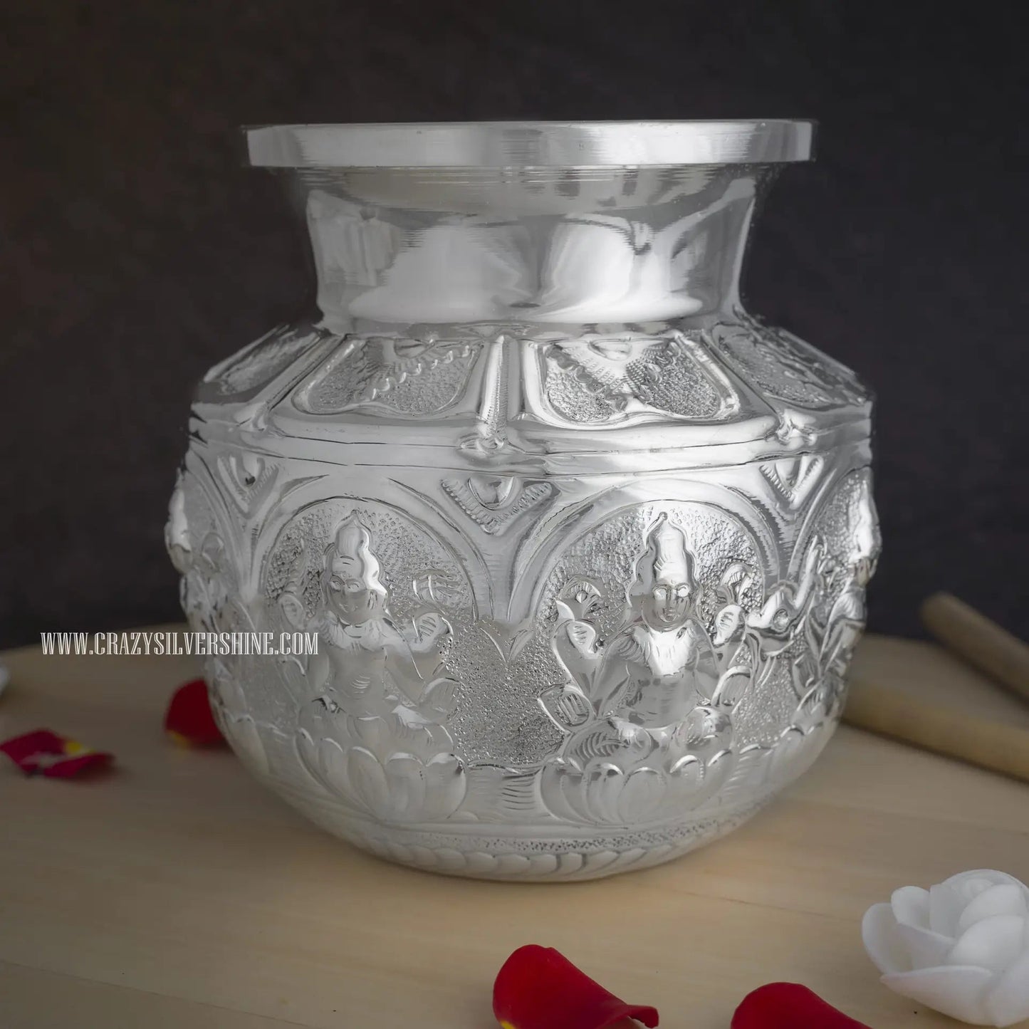 Ashta Lakshmi Kalisham 6 Inches Size Crazy Silver Shine