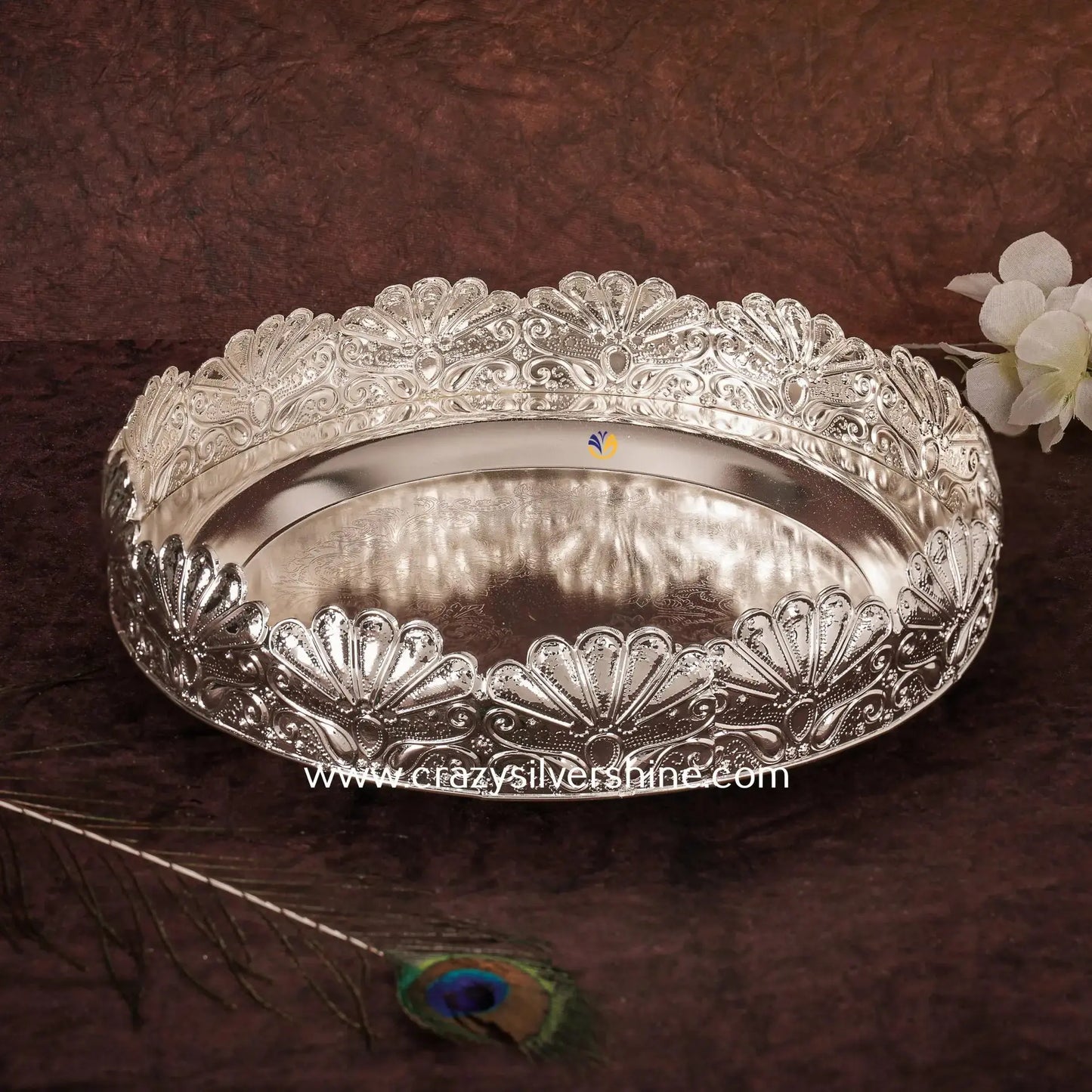 Flower Shaped Tray Crazy Silver Shine
