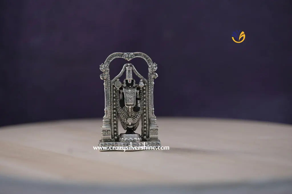 3.5 Inches Antique Finish Makarathoran Balaji - Crazy Silver Shine