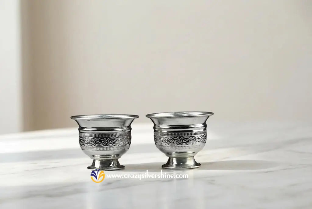 GS Haldi kum kum bowl Pair Crazy Silver Shine