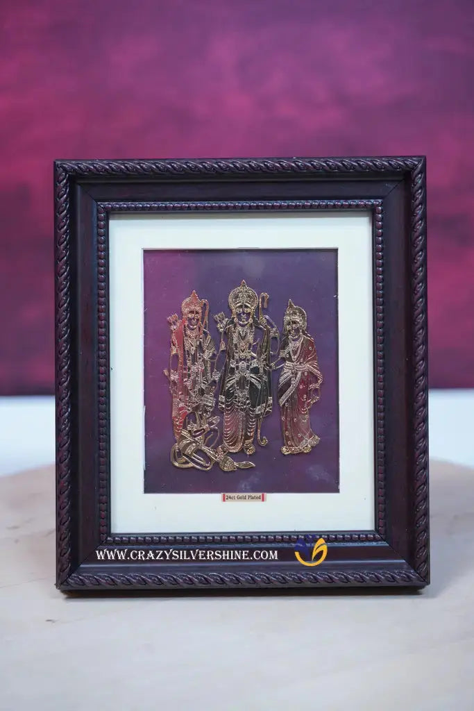 Gold Plated Ram Parivar Frame Crazy Silver Shine
