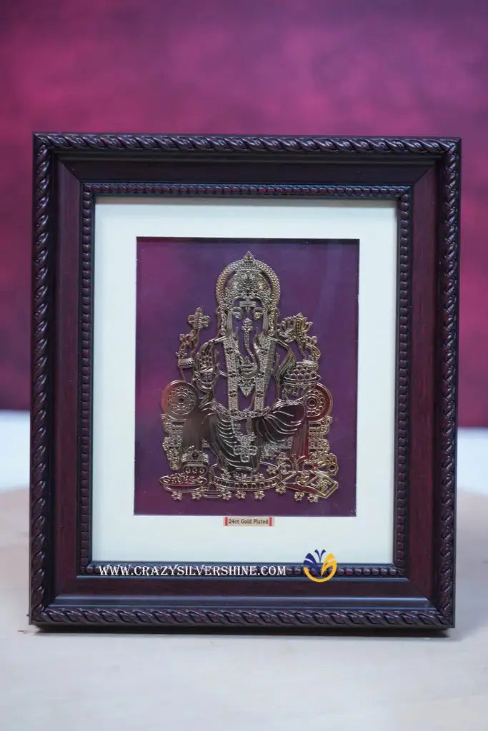 Gold Plated Ganesh Frame Crazy Silver Shine