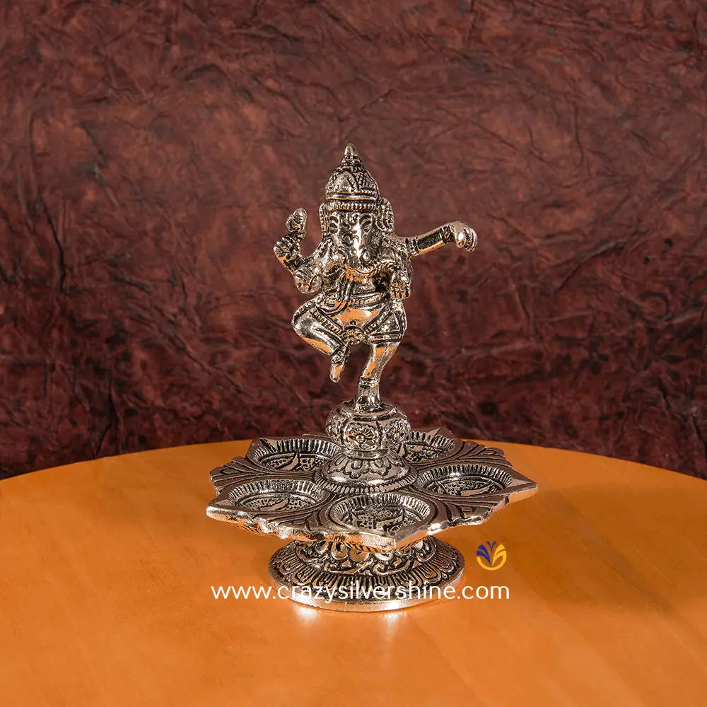 Antique Dancing Ganesha Crazy Silver Shine