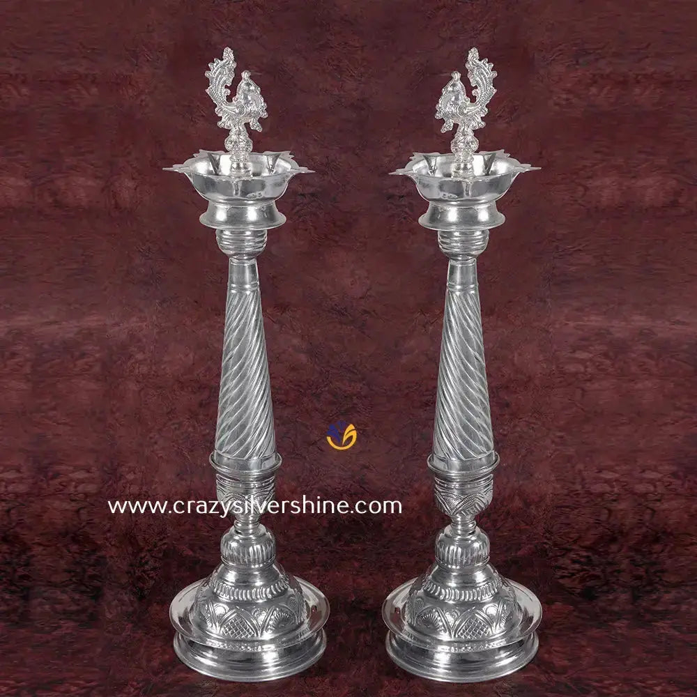 German Silver 22 Inches Long Diyas Crazy Silver Shine