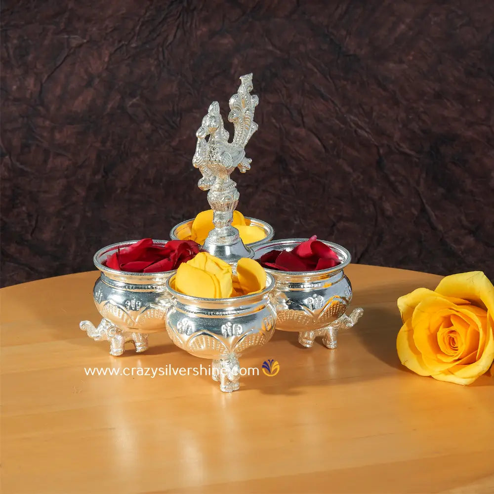 Elephant Leg Four Bowl set Crazy Silver Shine