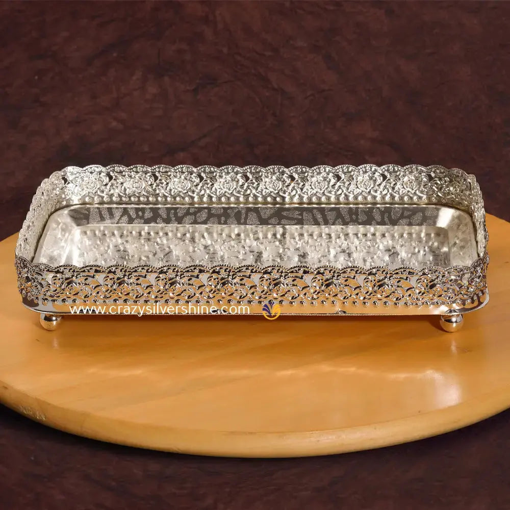 Rectangular Designer Tray Crazy Silver Shine