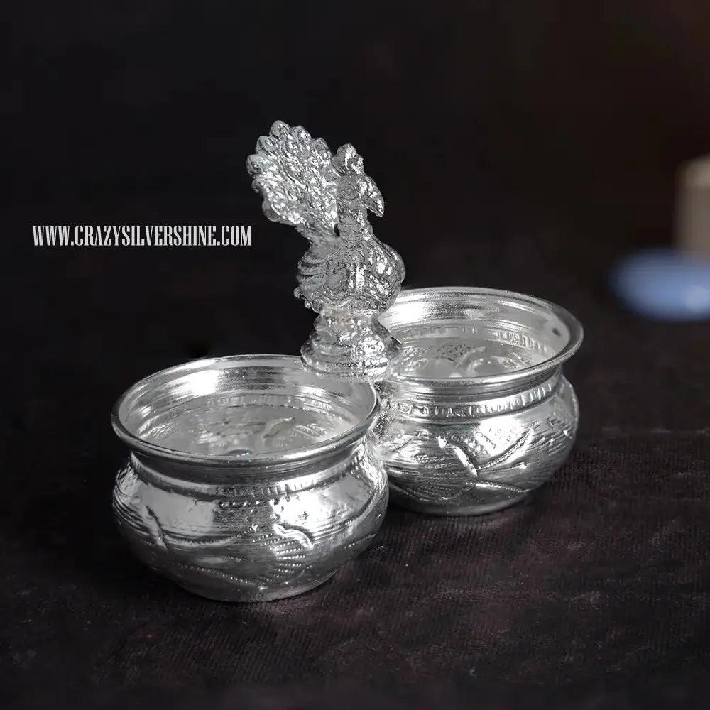 Two Bowl Peacock Set Crazy Silver Shine