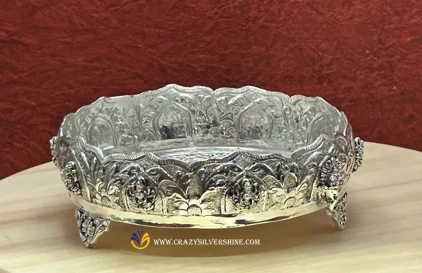 Antique Lakshmi Plate With Legs