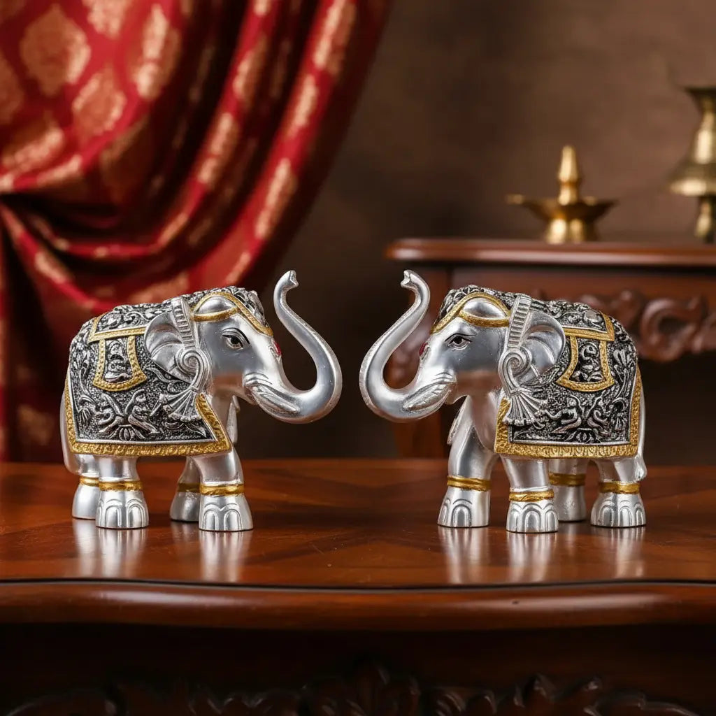 Mat Elephants Pair Crazy Silver Shine