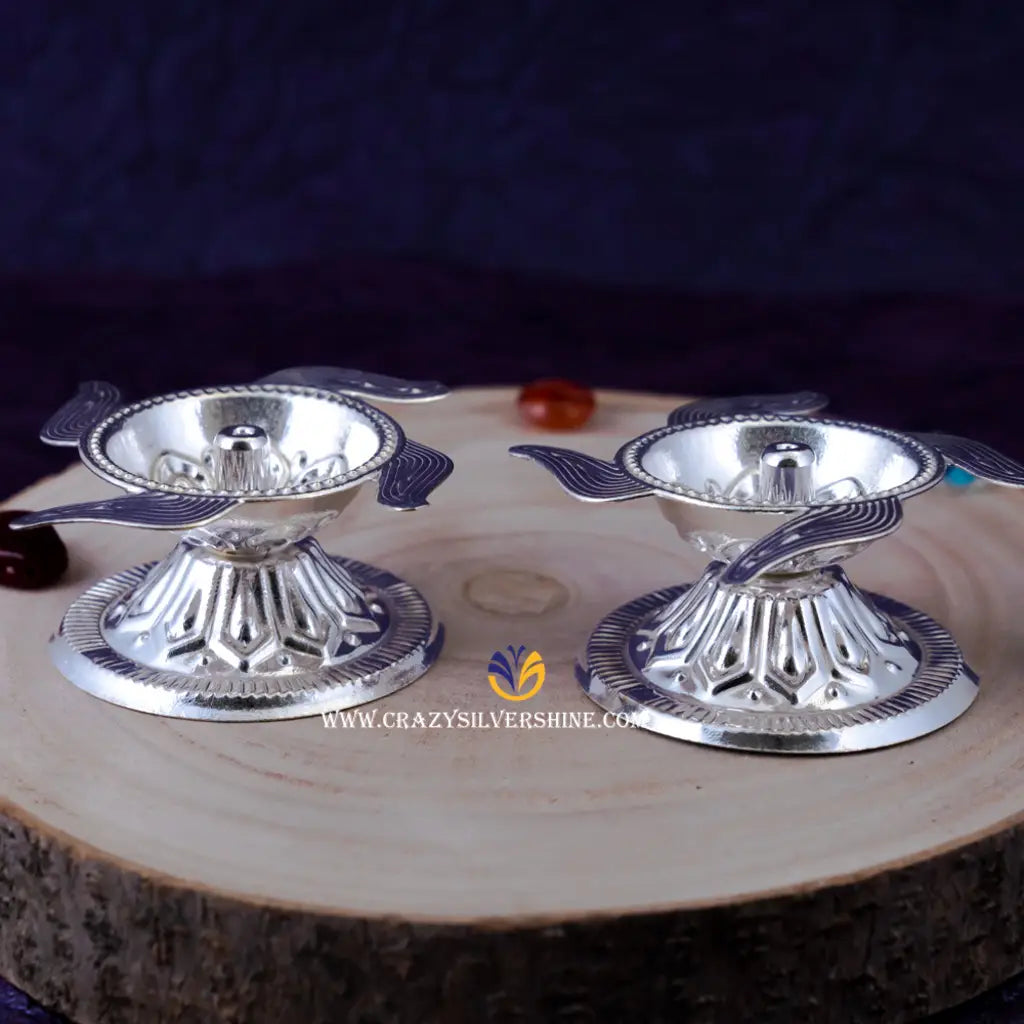 Swastik Diya Pair Crazy Silver Shine