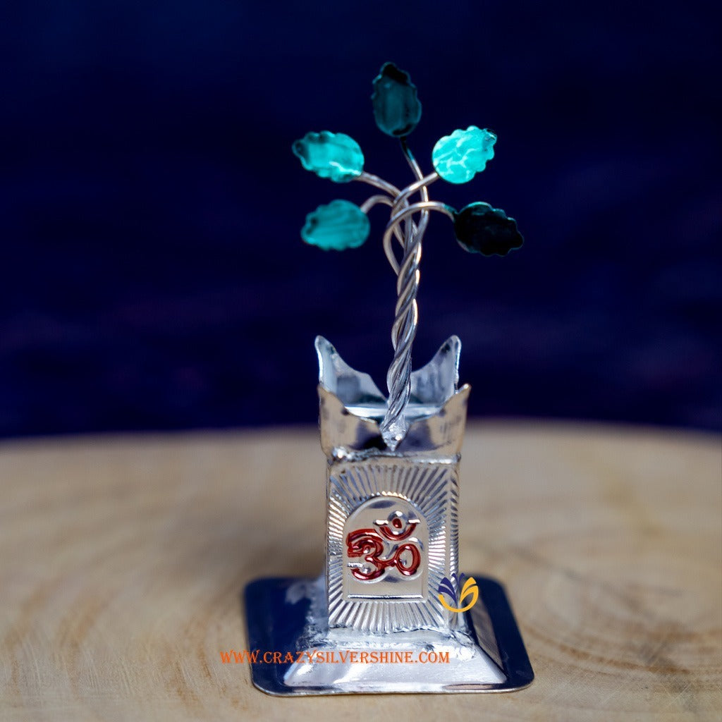 Mini Tulsi Tree With Green Leaves Crazy Silver Shine