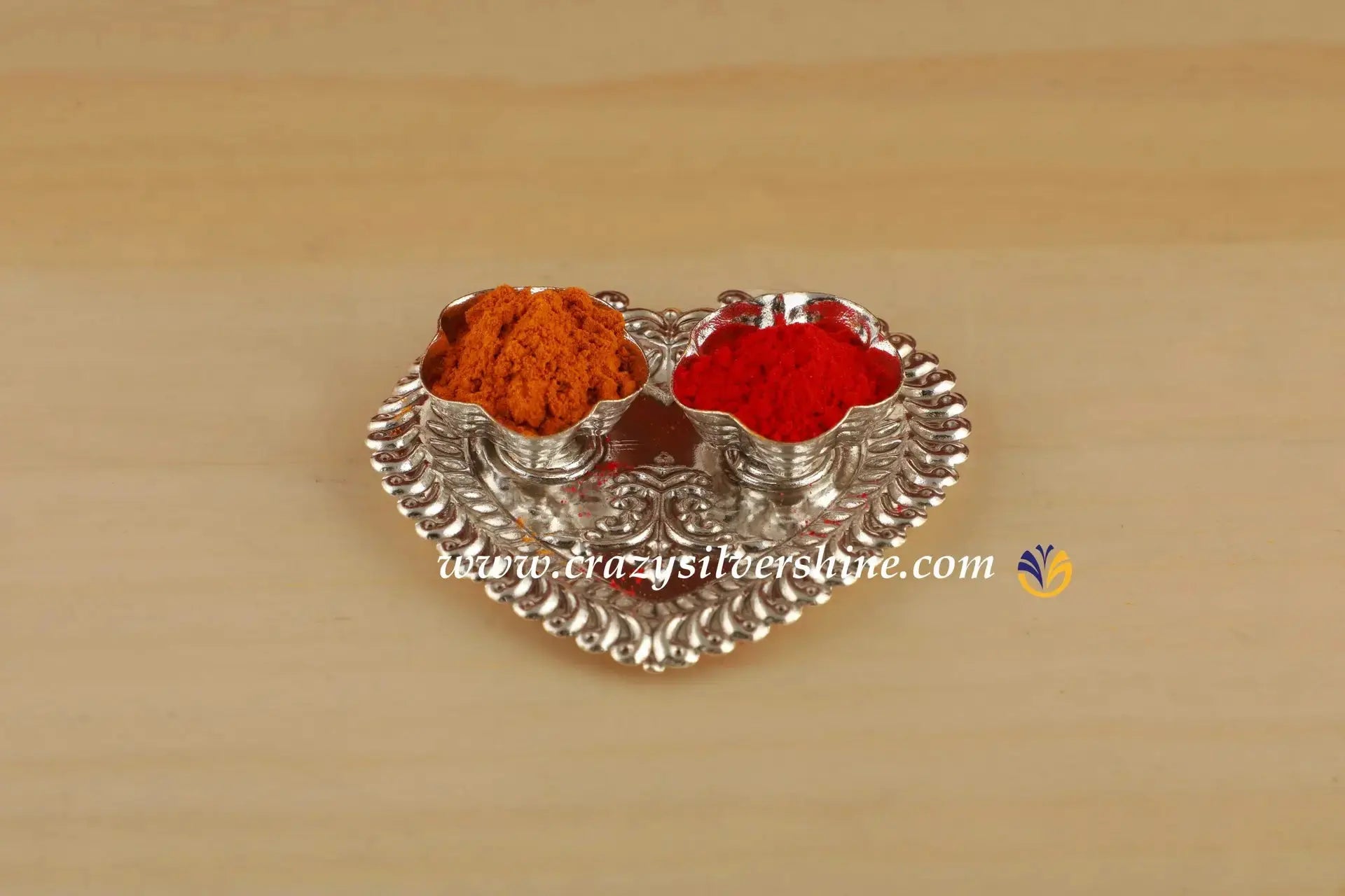 HeartShaped HaldiKumKum Crazy Silver Shine