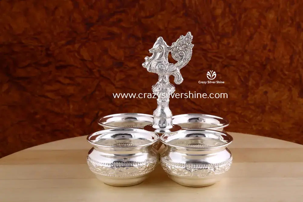 German Silver Four BowlSet Without Legs Crazy Silver Shine