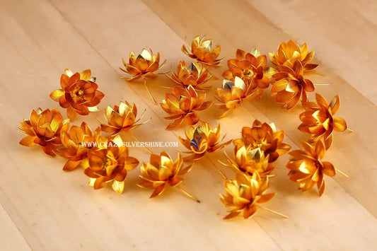 10pc Lotus Design Flowers Gold