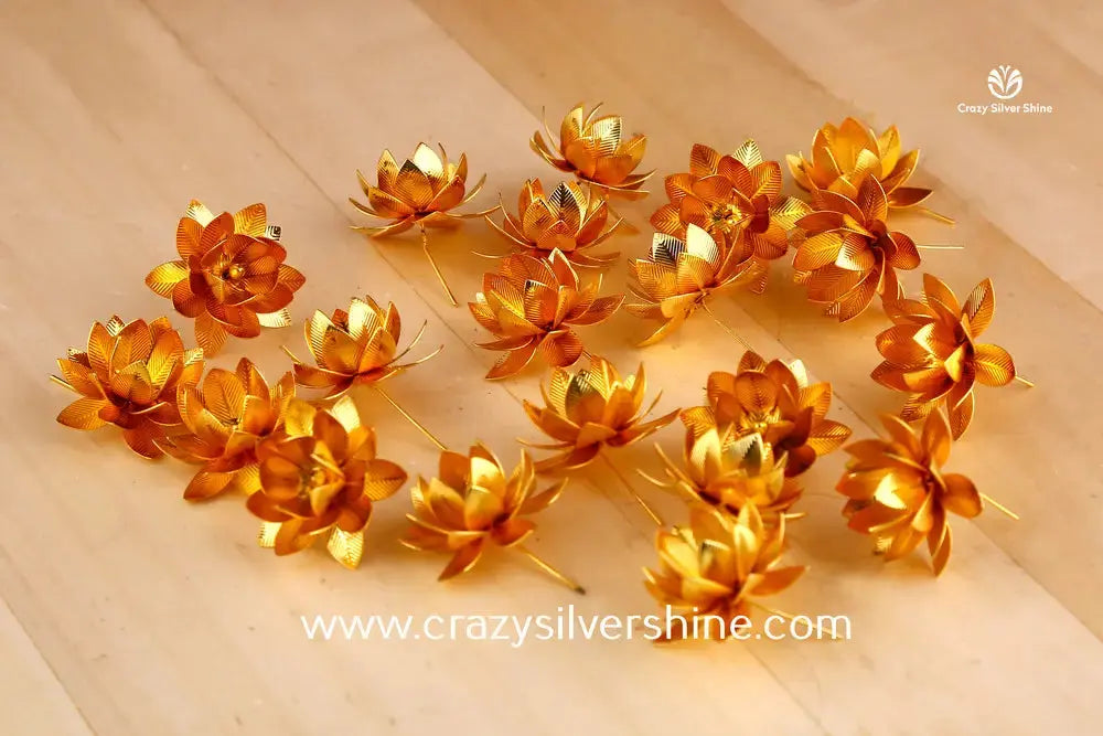 Gold Plated Lotus Flowers - Single Crazy Silver Shine