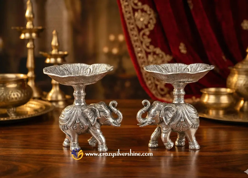 Royal Silver-Plated Elephant Urli Crazy Silver Shine