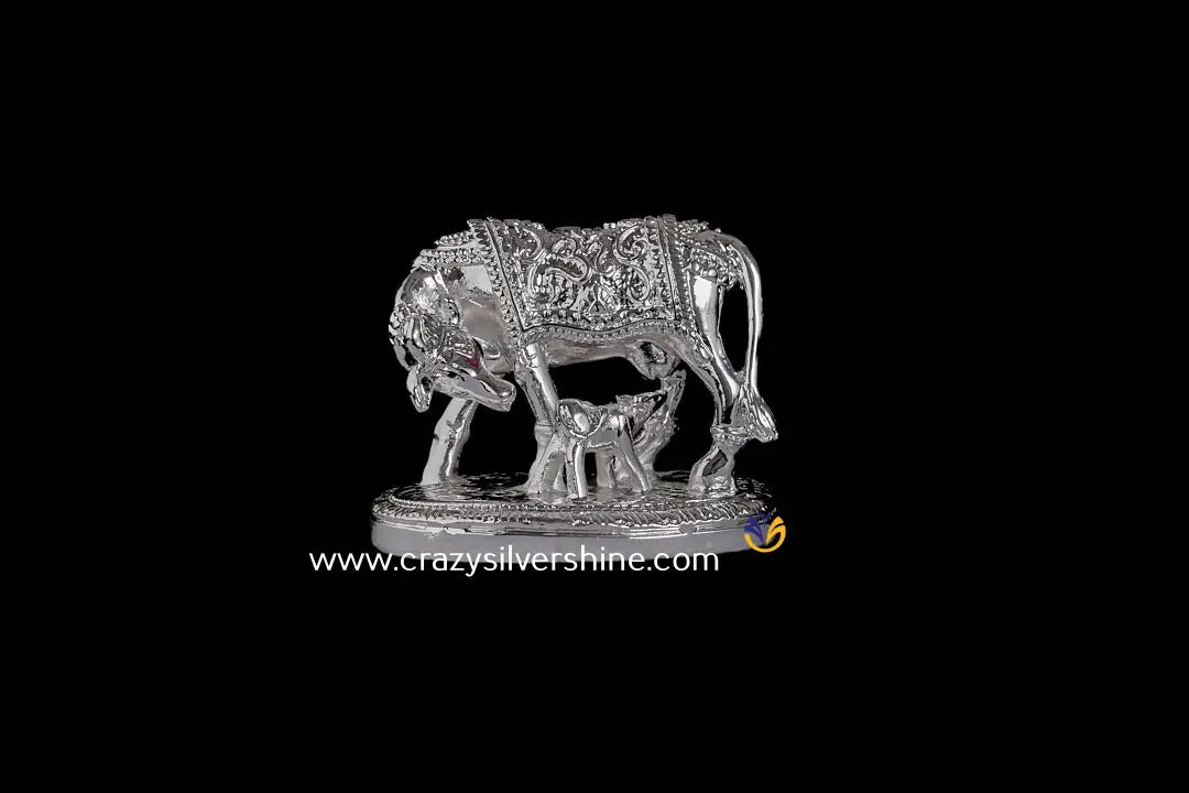 Silver Plated Cow and Calf