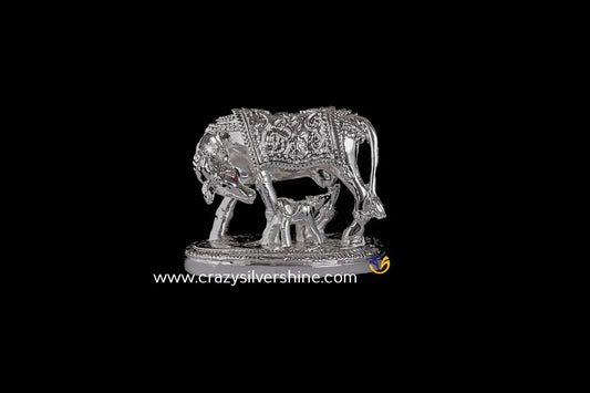 Silver Plated Cow and Calf