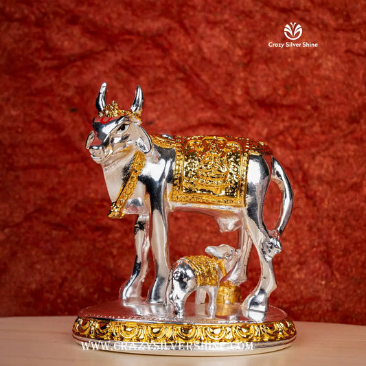 Gold and Silver Plated Cow and Calf