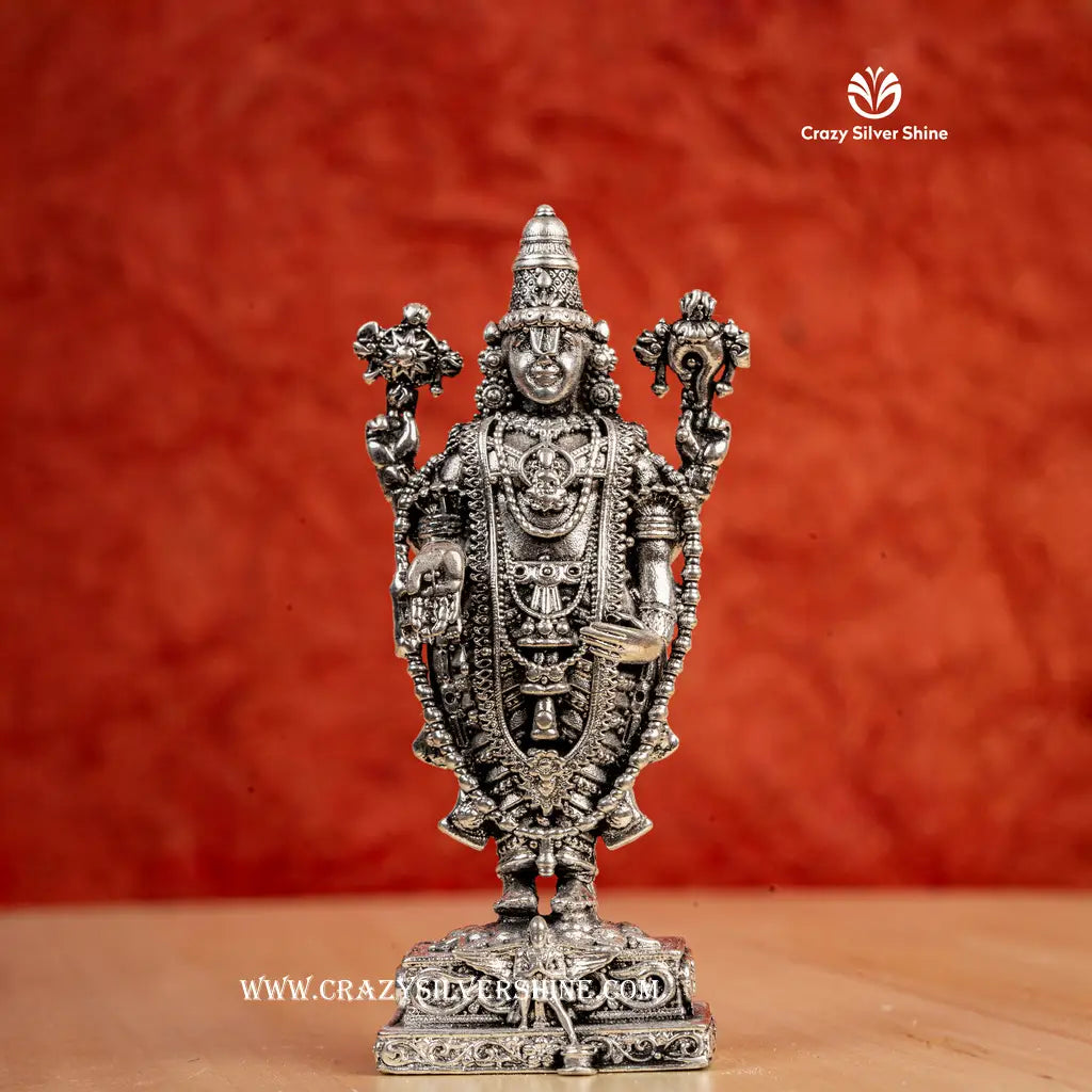 Antique 4 Inch Balaji Idol Crazy Silver Shine