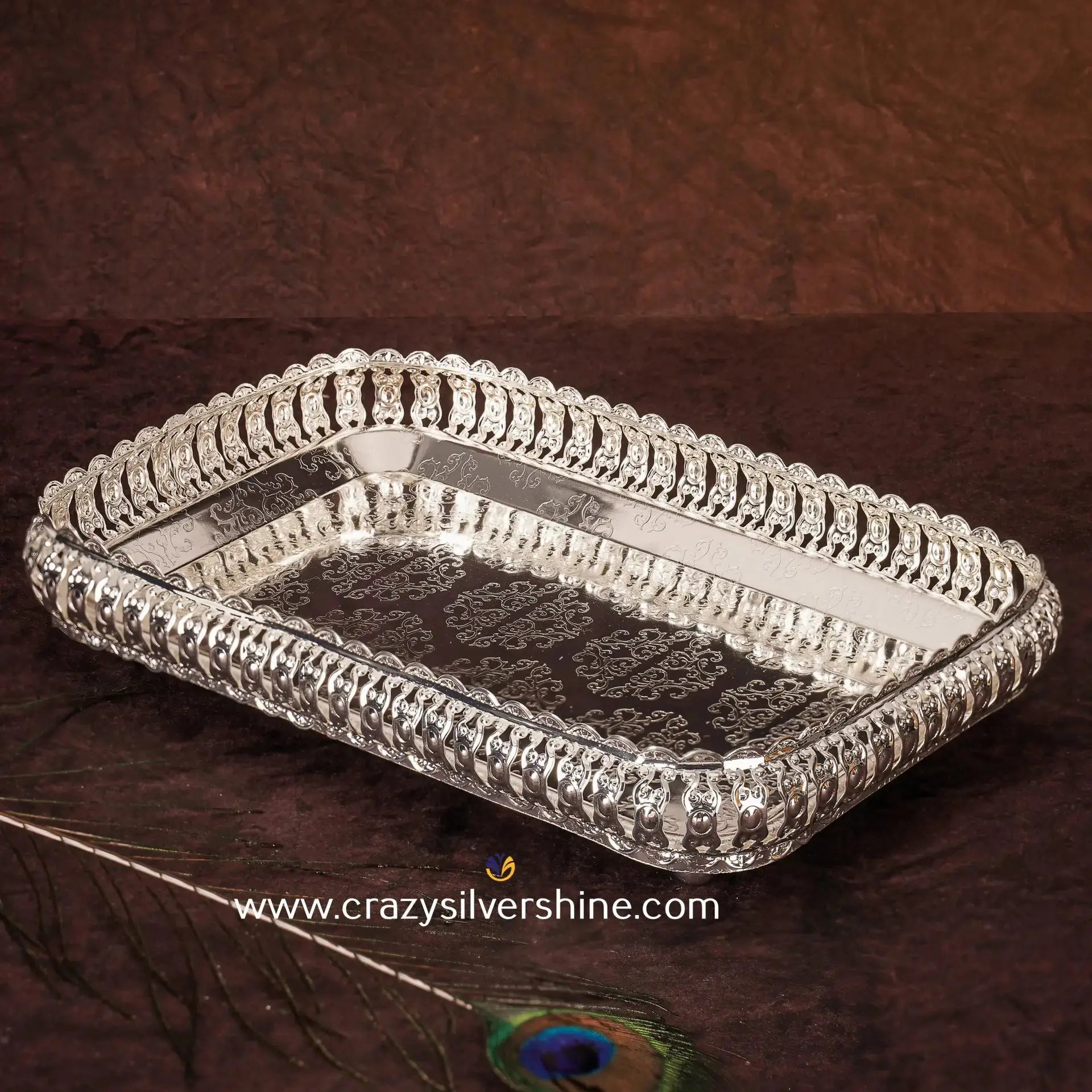 Small Rectangular Tray - Crazy Silver Shine