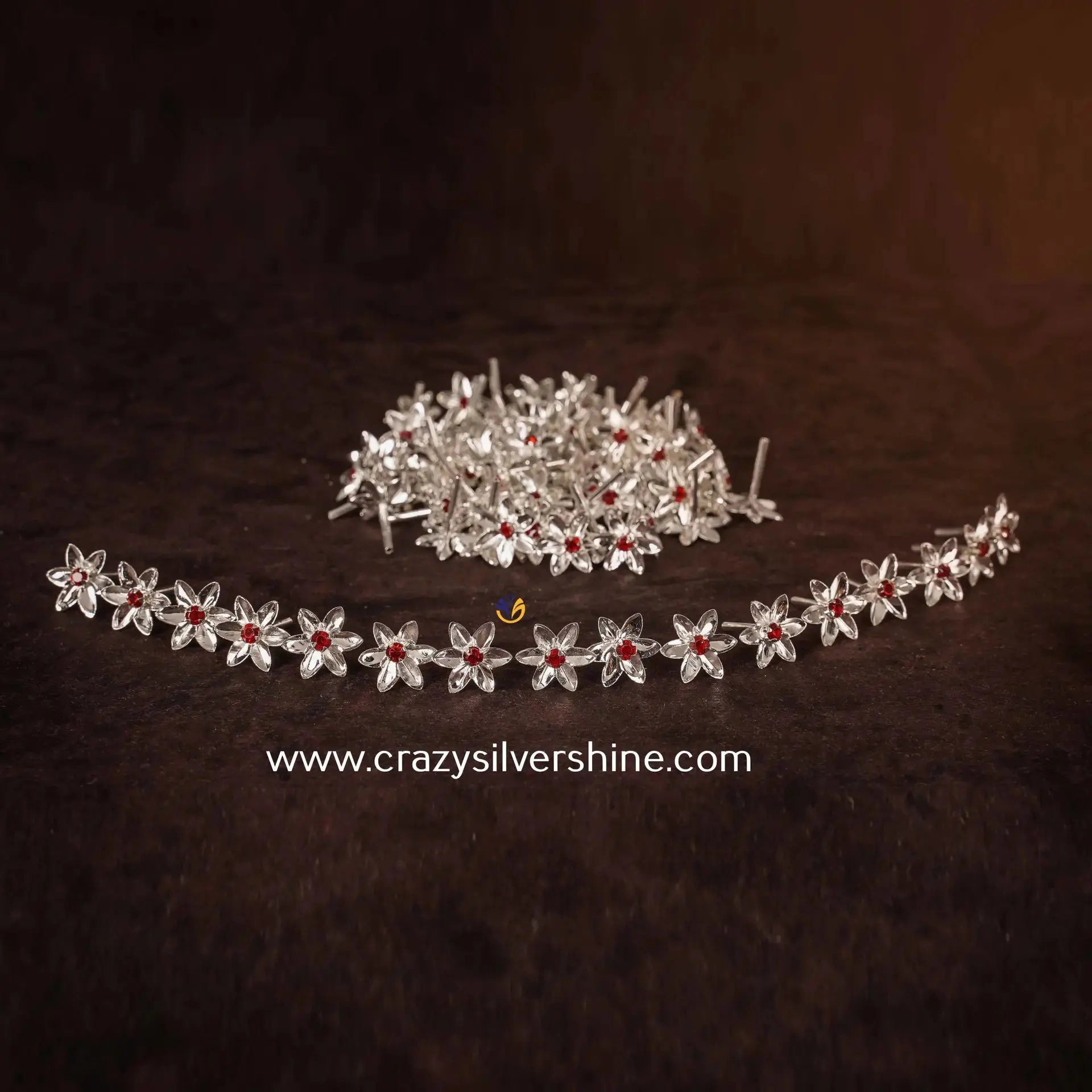 Silver Plated Parijatha Flowers - Crazy Silver Shine