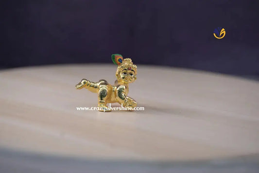 Gold Plated Baby Krishna Idol - Crazy Silver Shine