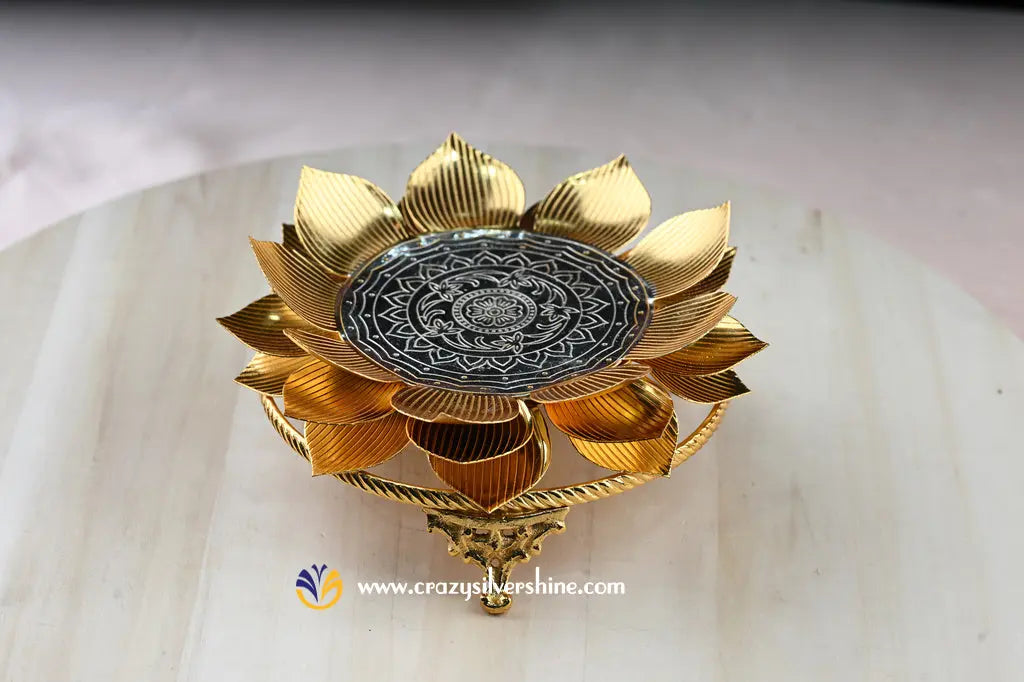 Gold and Silver Plated Lotus Stand - Crazy Silver Shine