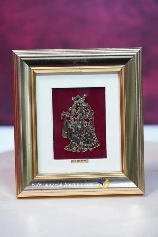 Gold Plated Radha Kridhna Frame Crazy Silver Shine