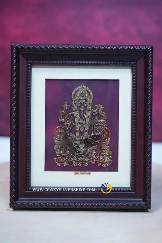 Gold Plated Ganesh Frame Crazy Silver Shine
