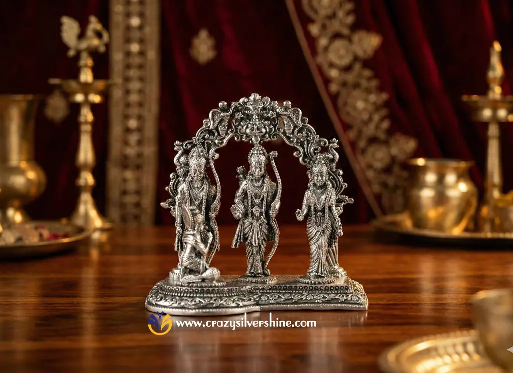 Ram Parivar Antique German Silver Idol - Premium Spiritual Decor Crazy Silver Shine