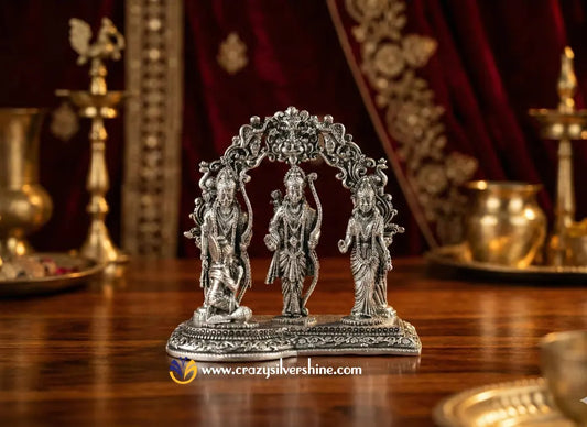 Ram Parivar Antique German Silver Idol - Premium Spiritual Decor Crazy Silver Shine