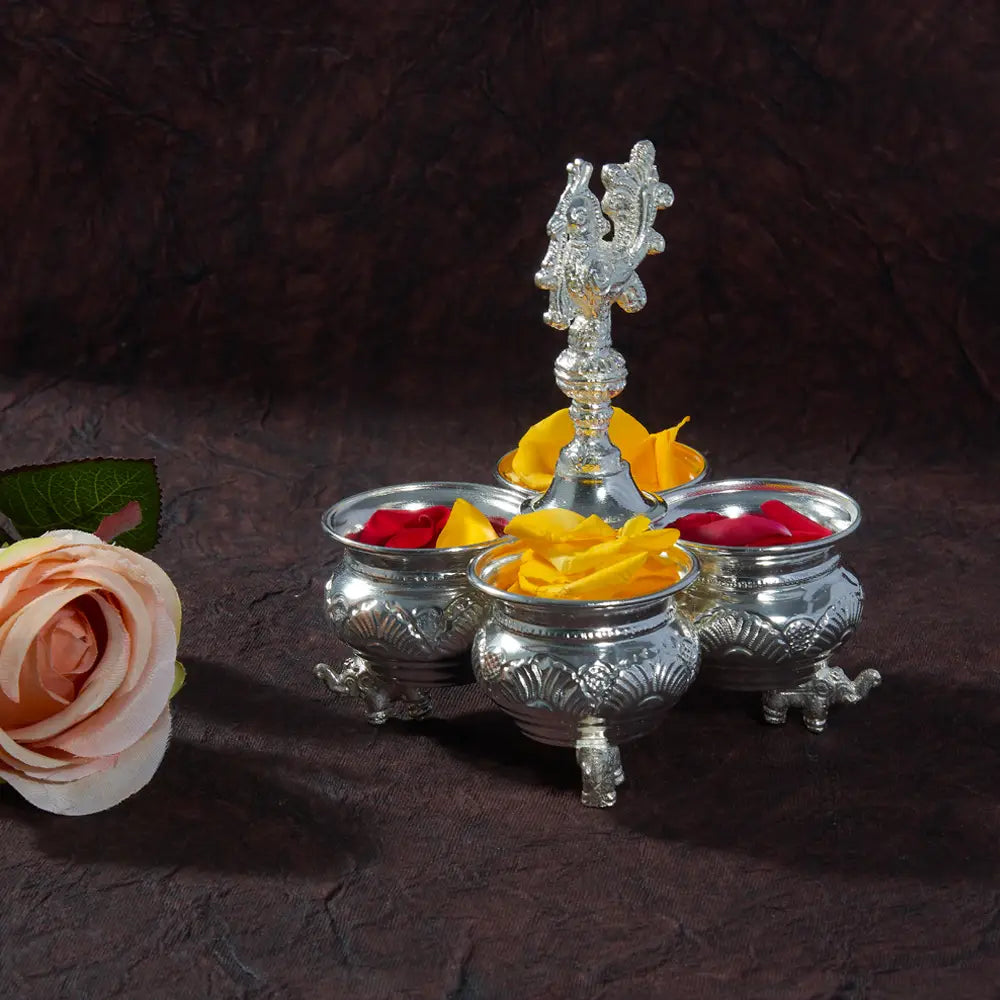 Elephant Leg Four Bowl Set Crazy Silver Shine