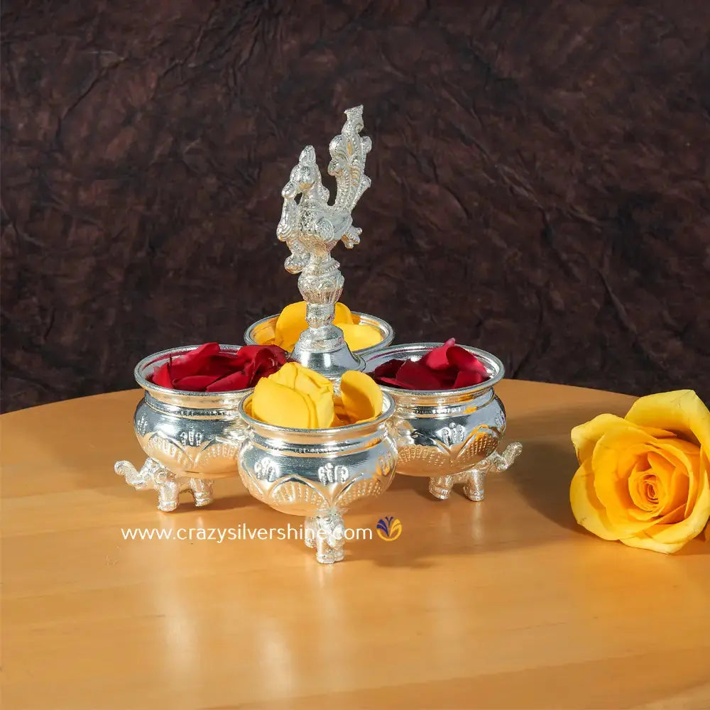 Elephant Leg Four Bowl set Crazy Silver Shine