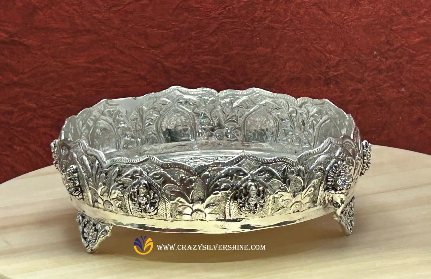 Antique Lakshmi Plate With Legs