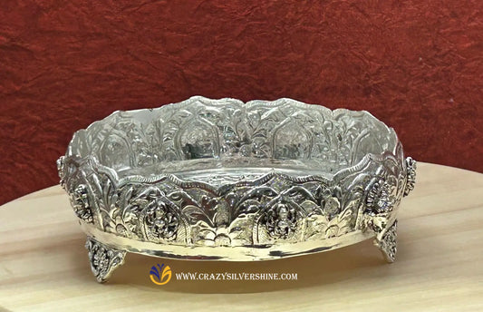 Antique Lakshmi Plate With Legs