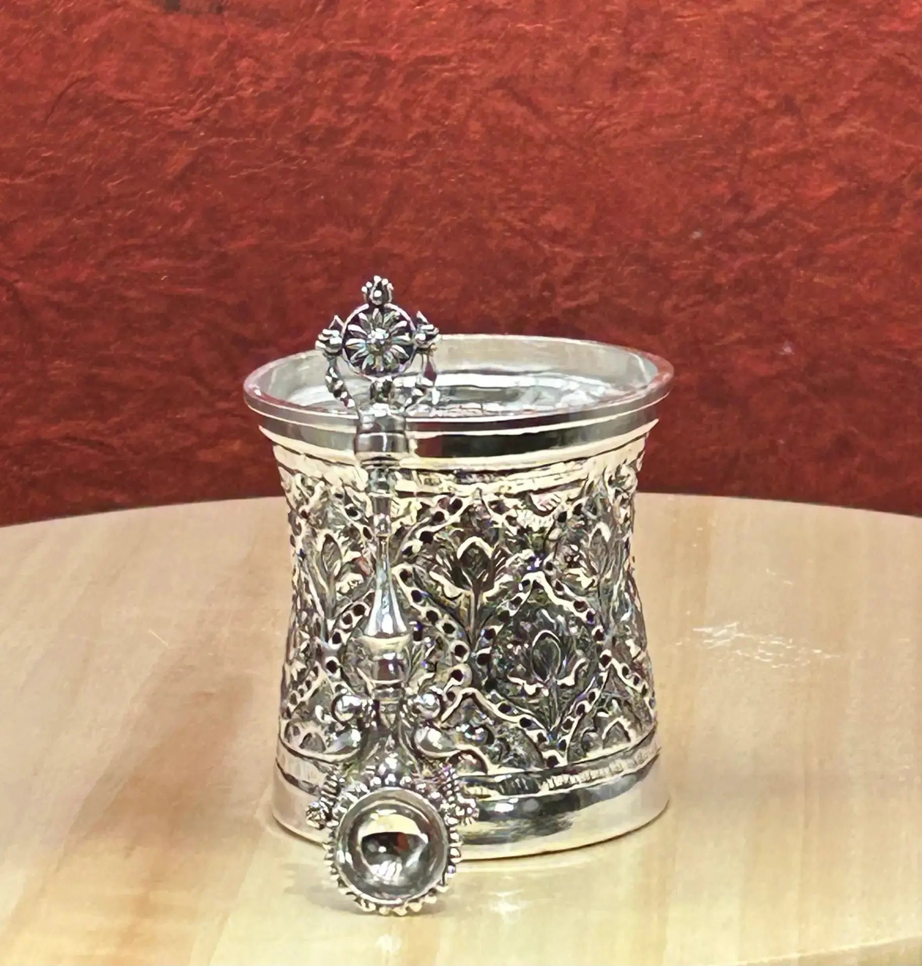 Antique Deaigner Punchapathra With spoon Crazy Silver Shine