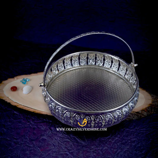 Eight Inches Silver Plated Metal Tray Crazy Silver Shine