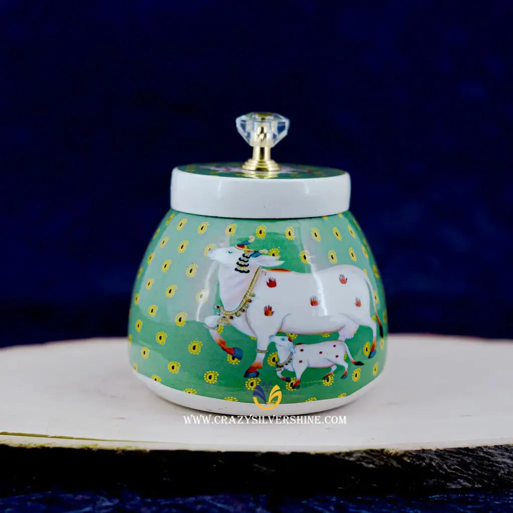 Pichwai Green Box Crazy Silver Shine