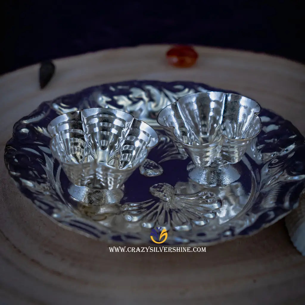 Two bowl Haldi Kumkum Bowl Crazy Silver Shine